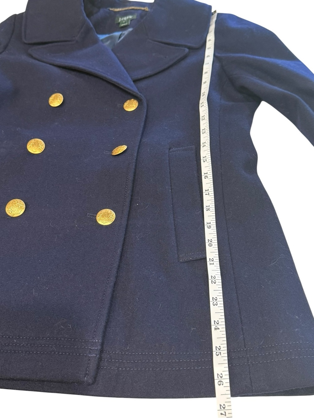 J.Crew Factory Classic Double-Breasted Navy Wool Blend Peacoat Size 8 - Picture 8 of 9